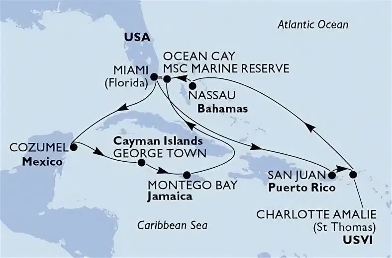 Карта msc. Ocean cay msc marine reserve, bahamas. остров msc ocean cay на карте.
