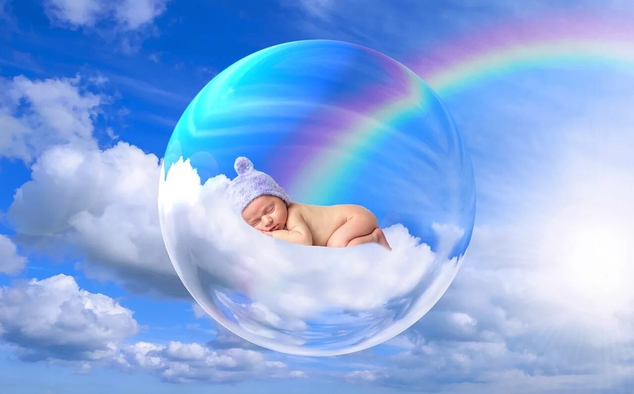 Люди рождаются чистыми. Облако для детей. Душа ребенка. Малыш на небесах.