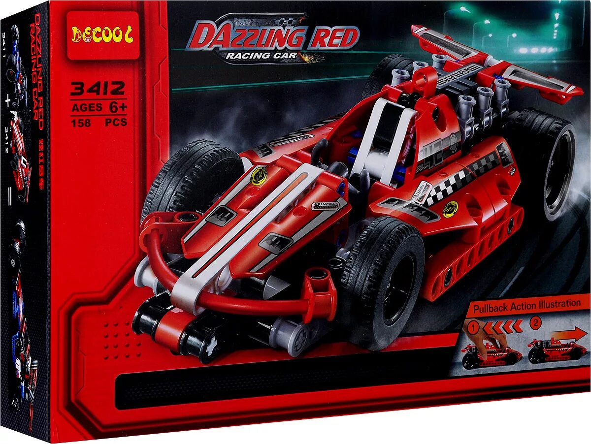 Покажи красный конструктор. Decool 3412 Dazzling Red Racing car. 3412 Dazzling. Конструктор Decool mecfactor / 6+ / пластмас.. Красный конструктор.