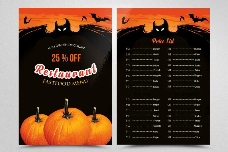 Halloween menu