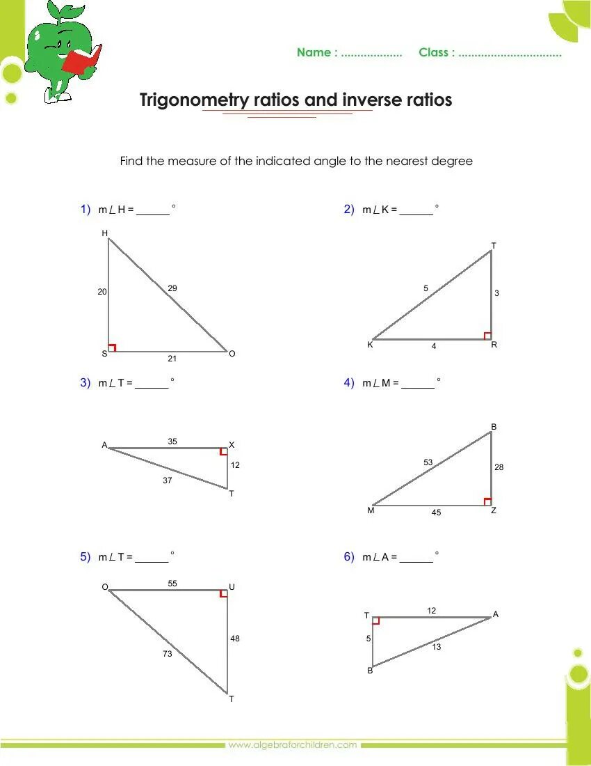 Find the right answers. Angles Worksheet. Triangle Trigonometry. Worksheet Trigonometric functions. M_Worksheets тригонометрия.