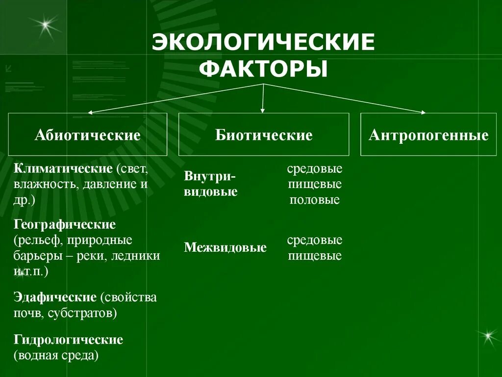 Какие экологические факторы относят к антропогенным