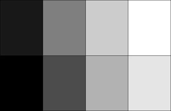 Серый для печати. От черного к белому оттенками. Оттенки серого цвета. Тестовое изображение для чб принтера. От белого к черному цвета.