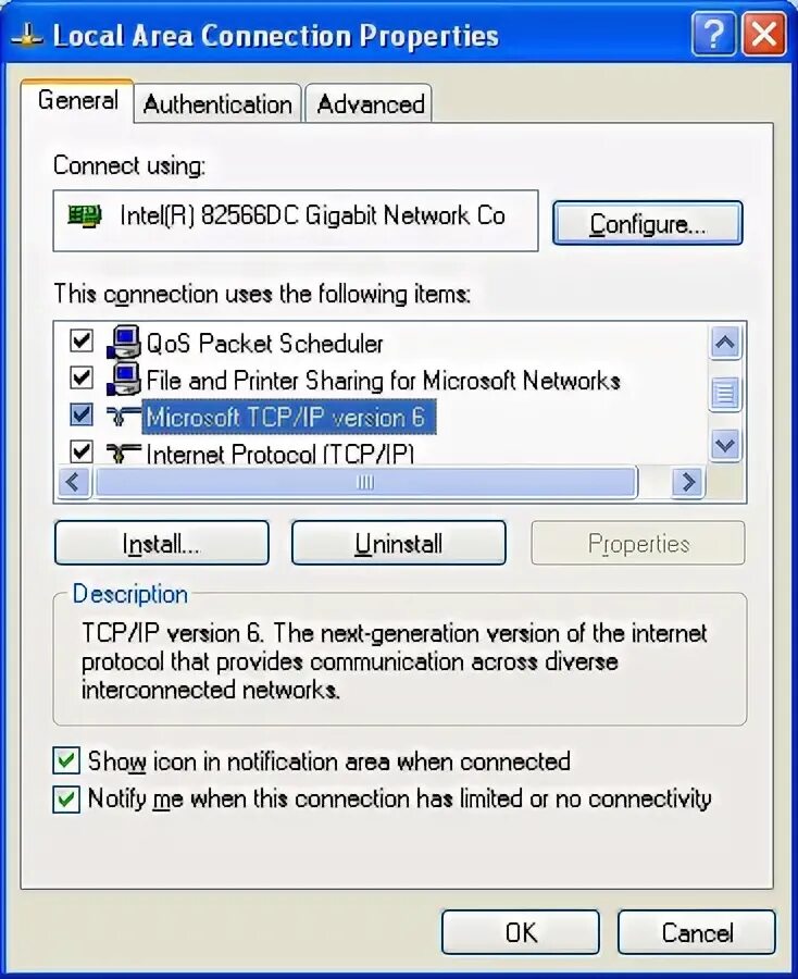 Intel 82578dc Gigabit Network connection драйвер. Winsock. Connection property