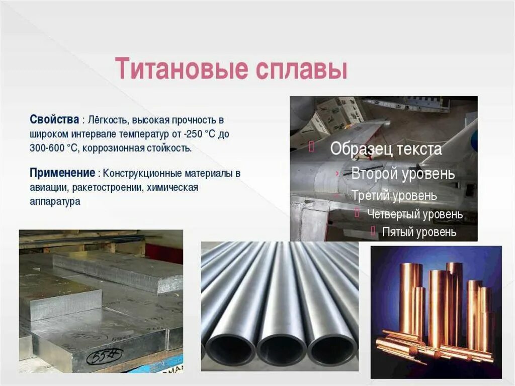 В авиации в составе легких сплавов используют. Применение титановых сплавов. свойства и область применения титановых сплавов. применения и свойства титана титановых сплавов. сплавы титана материаловедение.