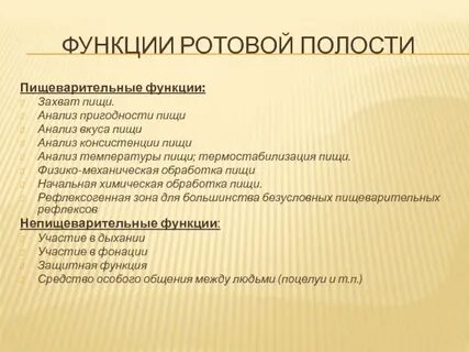 Основные функции рту