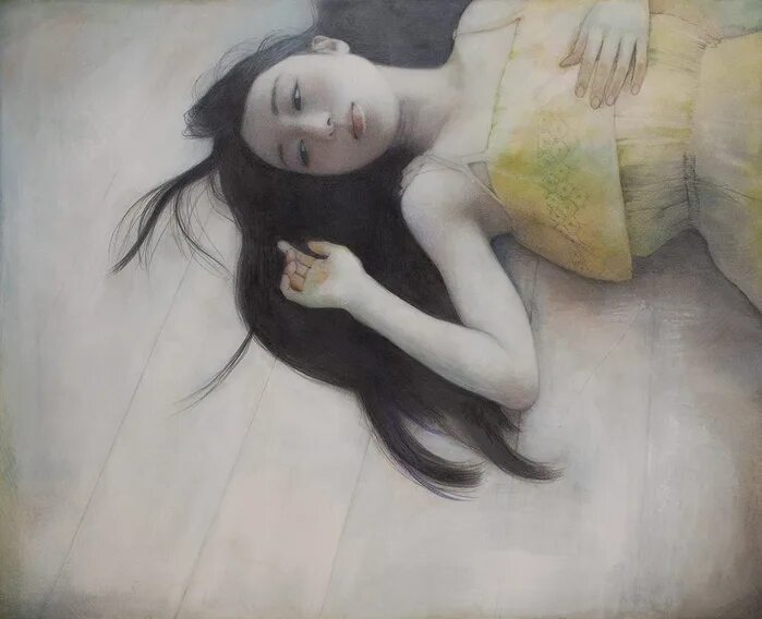 Kokawa Eriko - японская художница. Женщина лежит японский художник. Запутался ветер