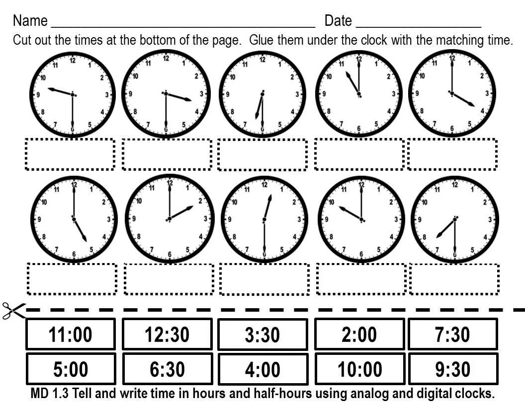 1 write the time in numbers