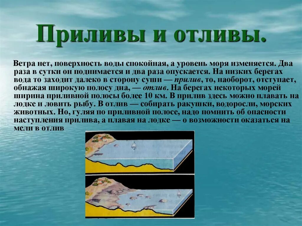 Почему происходят отливы. Приливы и отливы. Прилив океана. Приливы и отливы океана. Океанские приливы и отливы.