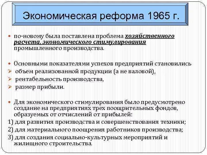 Экономическая реформа 1965. Хозяйственная реформа 1965. Суть экономической реформы 1965. Экономическая реформа 1965 года предусматривала. Почему реформа претерпела изменения