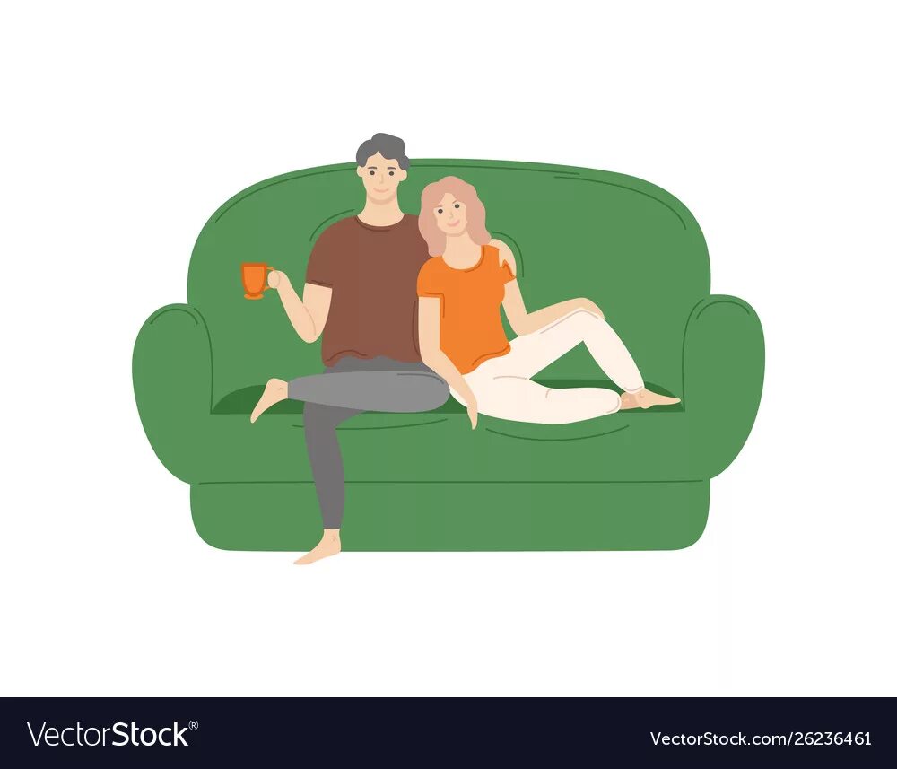 He is on the sofa