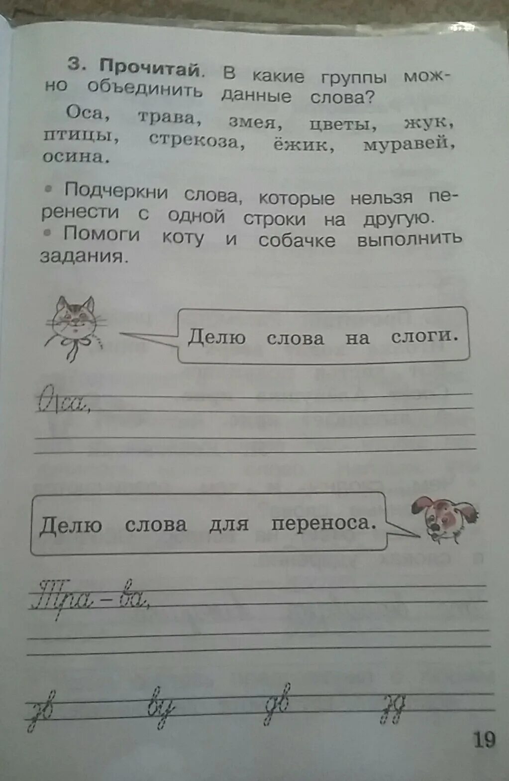 Слоги в слове оса