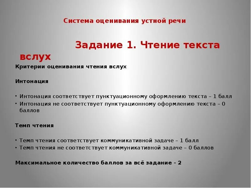 Речевая задача текста. Система оценивания чтения. критерии оценивания чтения вслух. речевая задача текста это. речь для чтения текста вслух.