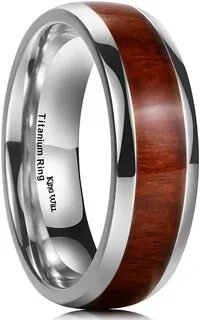 King Will SEAL limited product NATURE 8mm Titanium Ring Wood with Silver In...