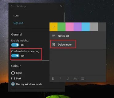 Note setup