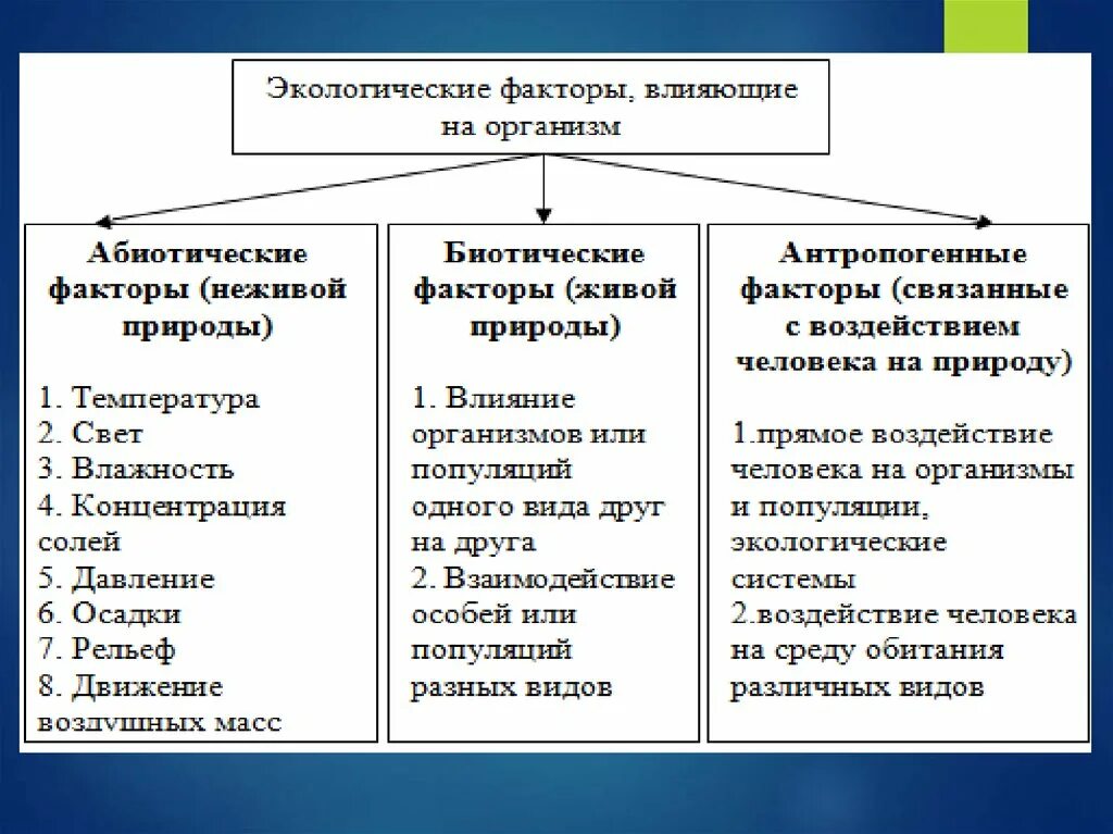 К природным факторам относятся