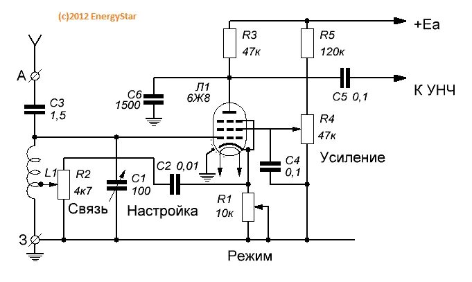 Регенеративный приемник на лампах 6ж1п. 6н1п в регенеративном приемнике. Регенеративный приёмник на 6ж1п. Регенеративные приемники на лампах 6ж1п схемы. 6 ф 12 п