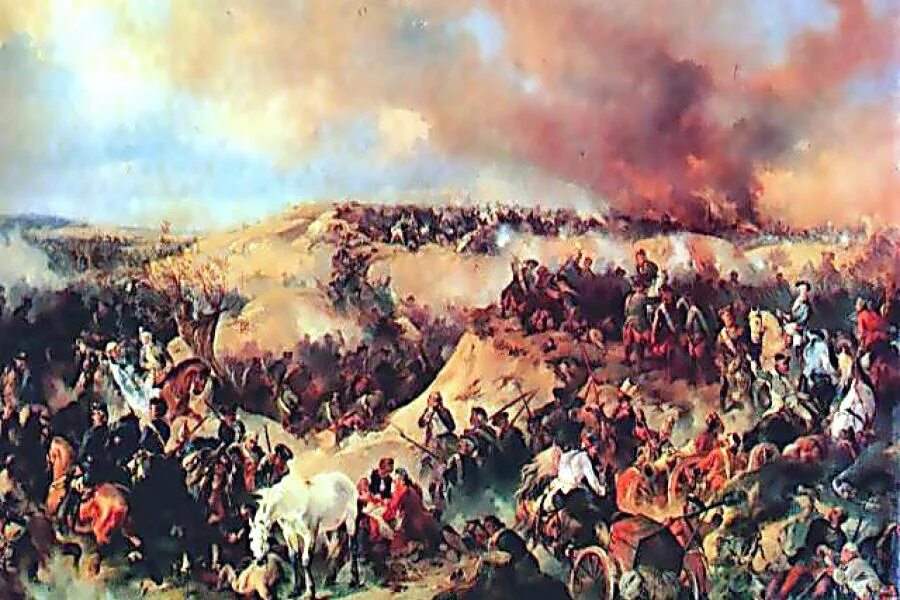 1759 Сражение при Кунерсдорфе. Битва при Кунерсдорфе картина.