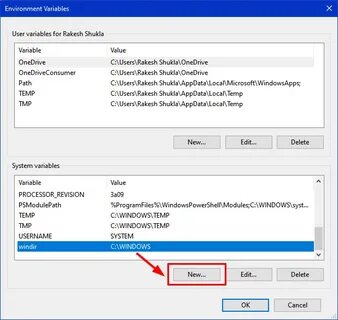 System settings environment variables