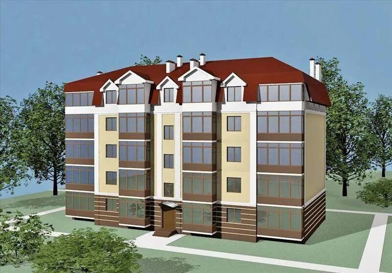 Четырехэтажный многоквартирный дом с мансардой. 5 этажный дом. 4-х этажные многоквартирные дома. Современный пятиэтажный дом. Пять квартирный дом.