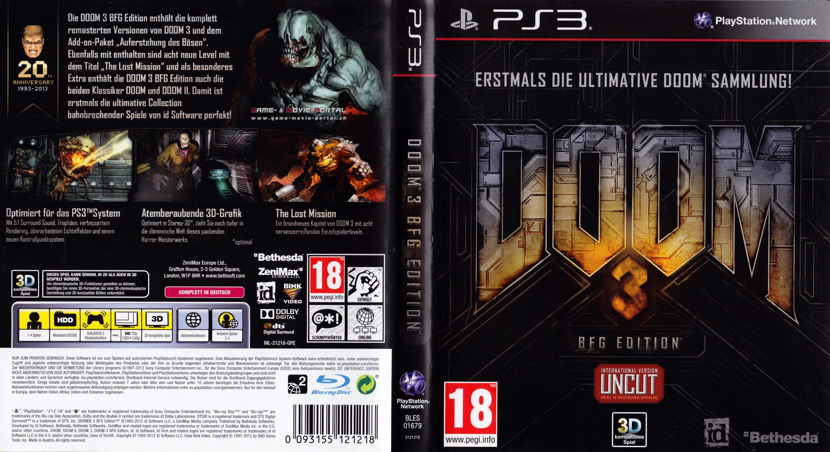 Doom 3 BFG Edition ps3 обложка. Диск дум 3 PS. Doom playstation