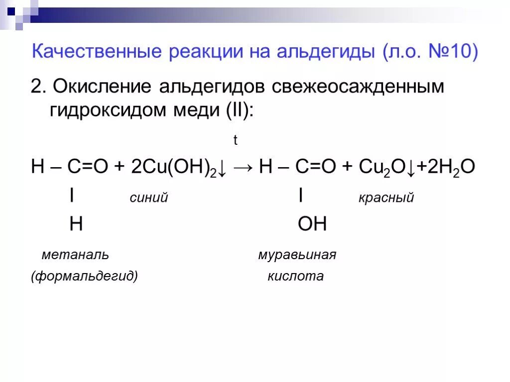 Окисление метанола медью