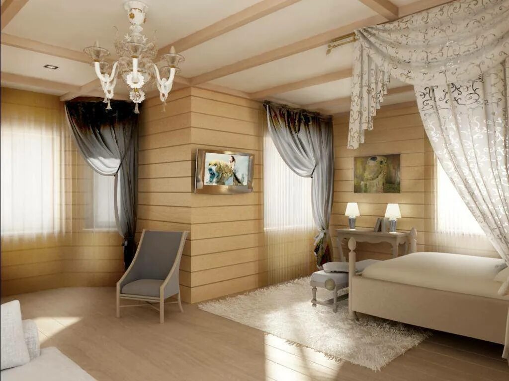 Дизайн комнат в деревянном доме. Деревянный интерьер. Интерьер деревянного дома. Шторы в доме из бруса. Деревянный интерьер загородного дома.