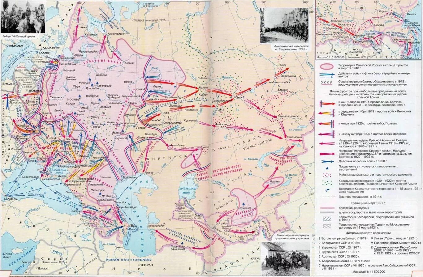 Основные направления красной армии. Карта гражданской войны в России 1919. Карта гражданской войны в России 1917-1922.