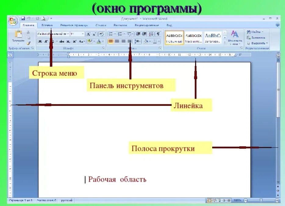 Найти программу word. Окно текстового процессора MS Word 2007. Рабочее окно MS Word 2007. Программа Word. Программа Майкрософт ворд.