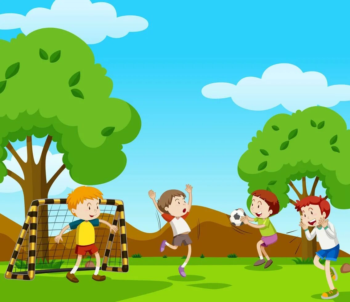 Футбол в парке. Outside cartoon. Папа играет с сыном. Дети играют в футбол на улице. The children went to the park football.