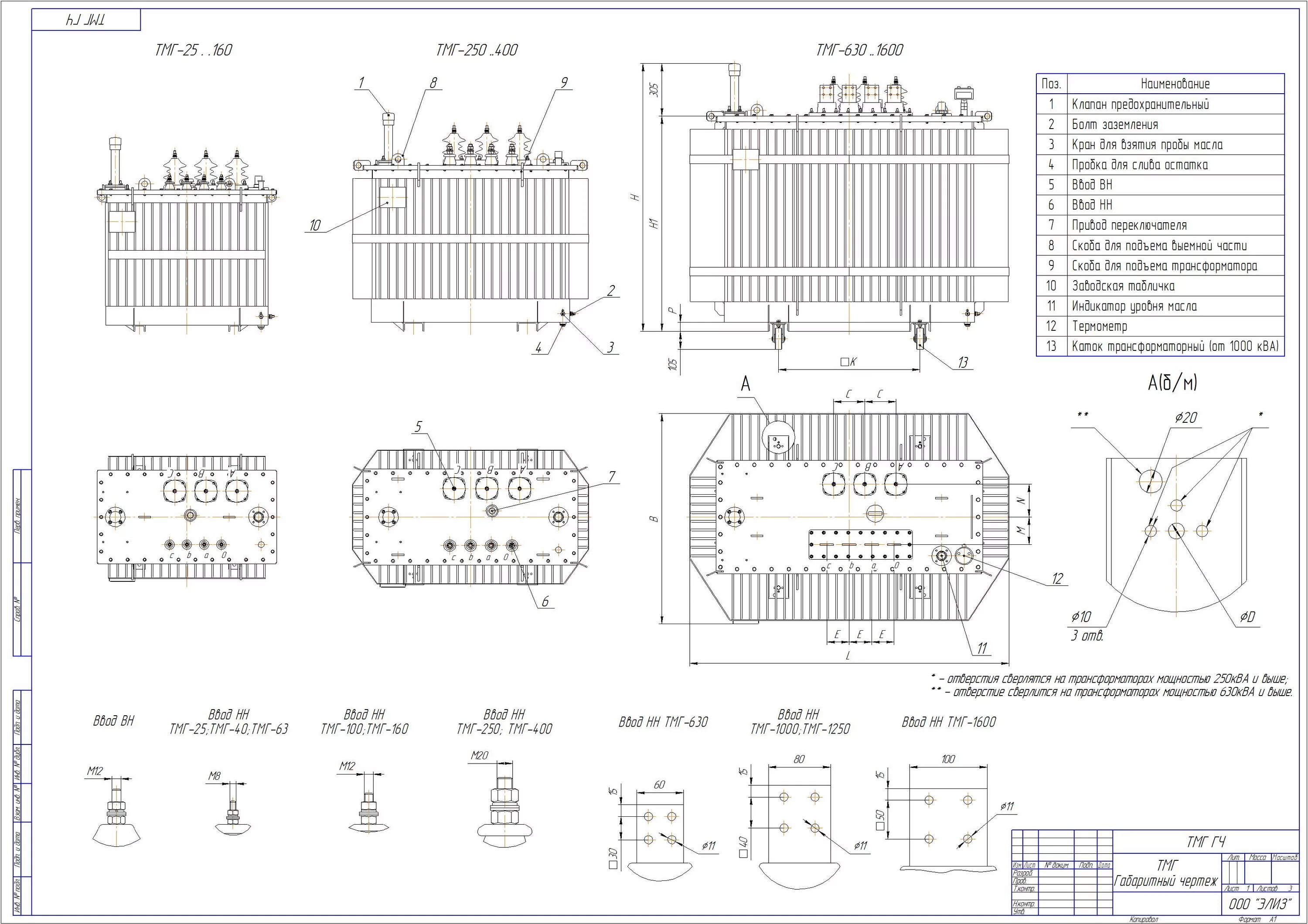 6-10kV Three-phase oil-immersed two-windings power transformers ТМГ type " ELIZ 