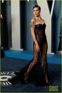Halsey Stuns in a Completely Sheer Lace Gown at the Vanity Fair Oscar Party...