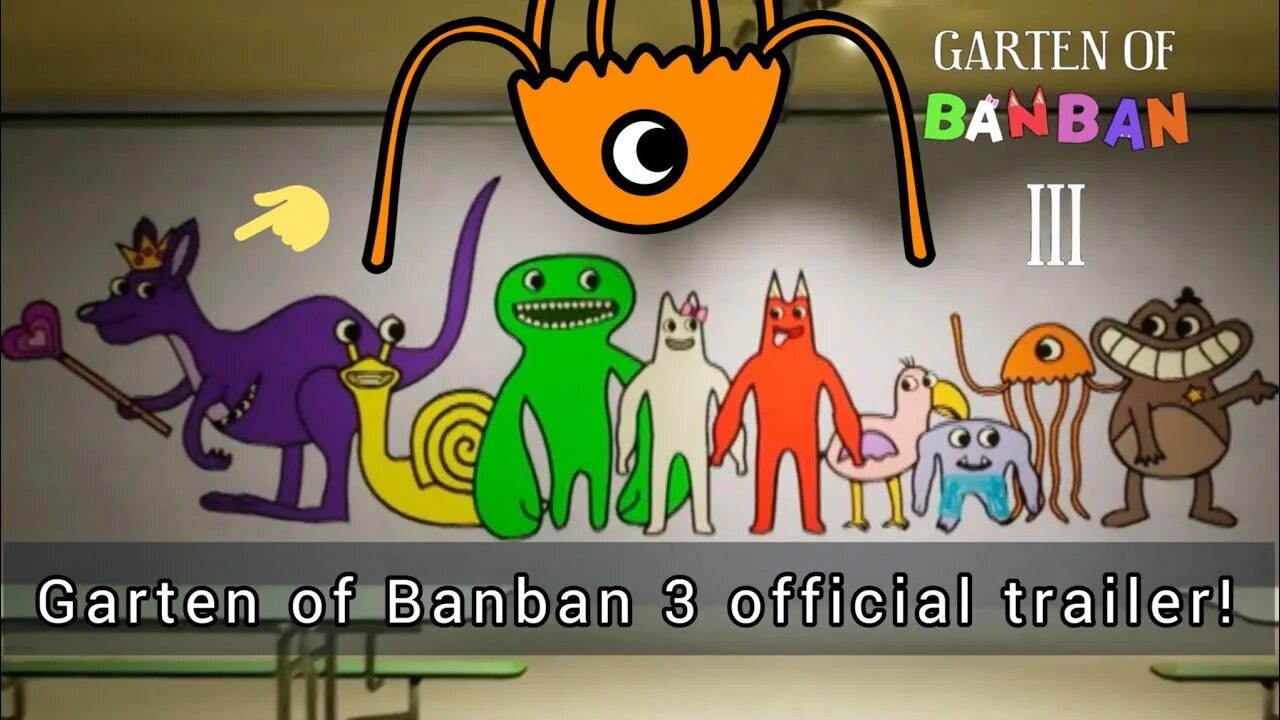 Бан трейлер. Garden of Banban 3 персонажи. Банбан игра рисунок. Банбан Постер игра. Все монстры из Garden of Banban.