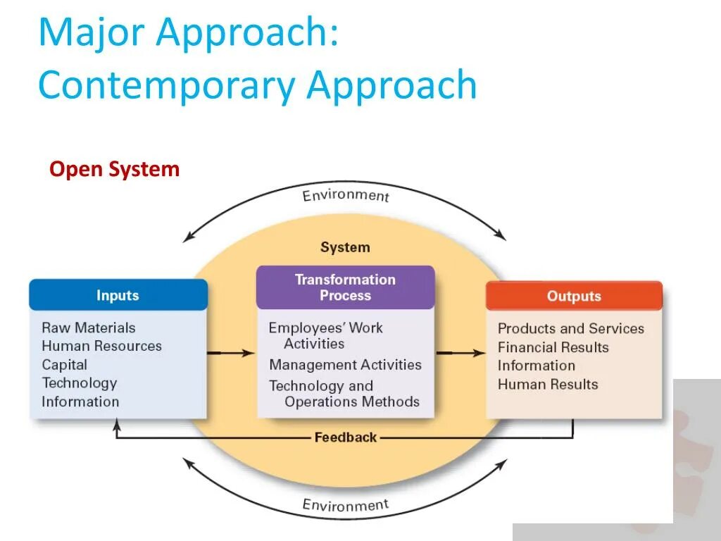 Process components. Organization as an open System. Input Transformation output process. System approach. Organization Management System.