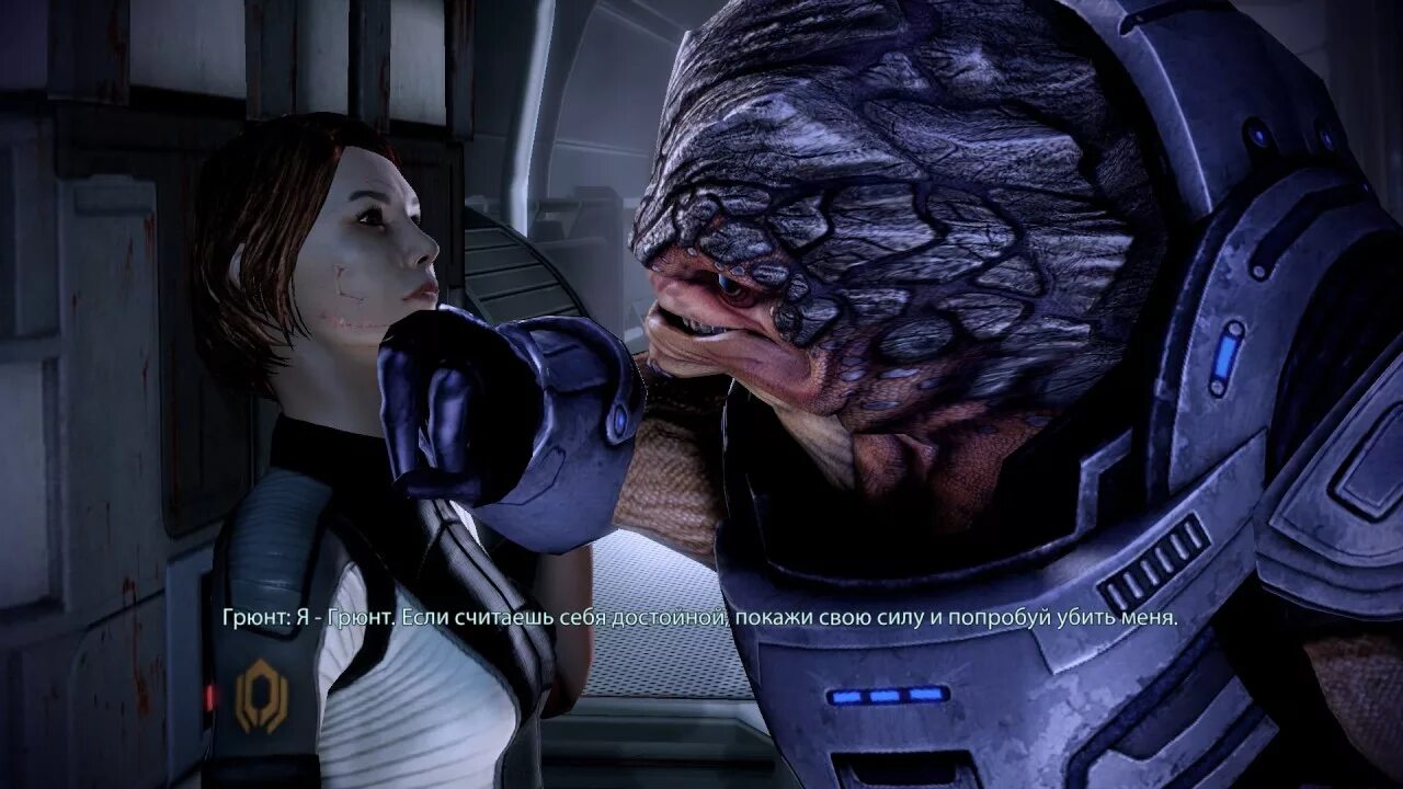 Прохождение effect 2. Шепард и Грюнт. Кроган Грюнт и Шепард. Кроган рекс и Грюнт. Mass Effect 2 Грюнт.