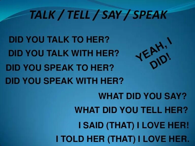 Разница между say tell speak talk. Разница глаголов say tell speak talk. Say talk speak tell отличия. Отличие глаголов speak tell say talk. Say says в чем разница