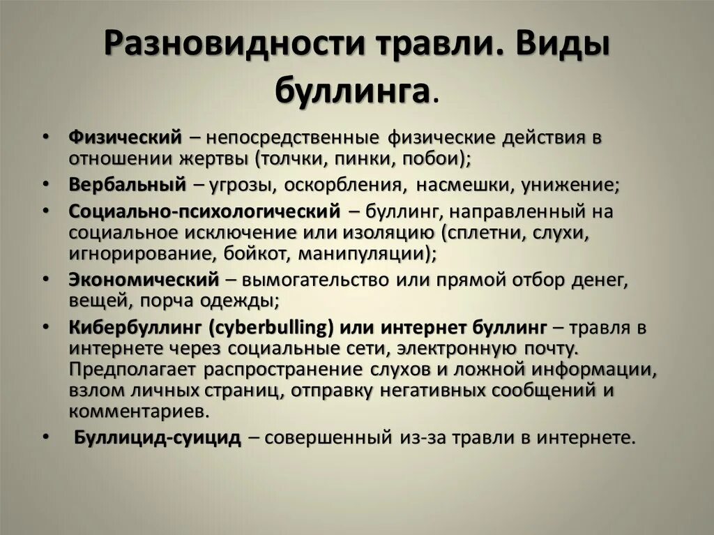 Виды буллинга. Виды травли буллинг. Виды школьной травли. Формы и типы буллинга.