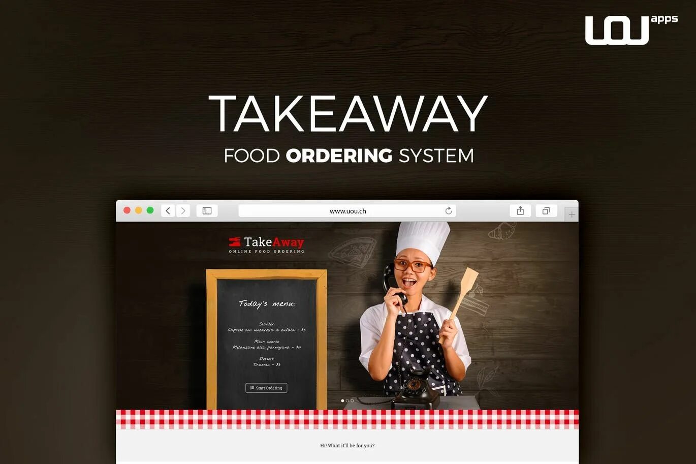 Ordering site. Take away Restaurant.