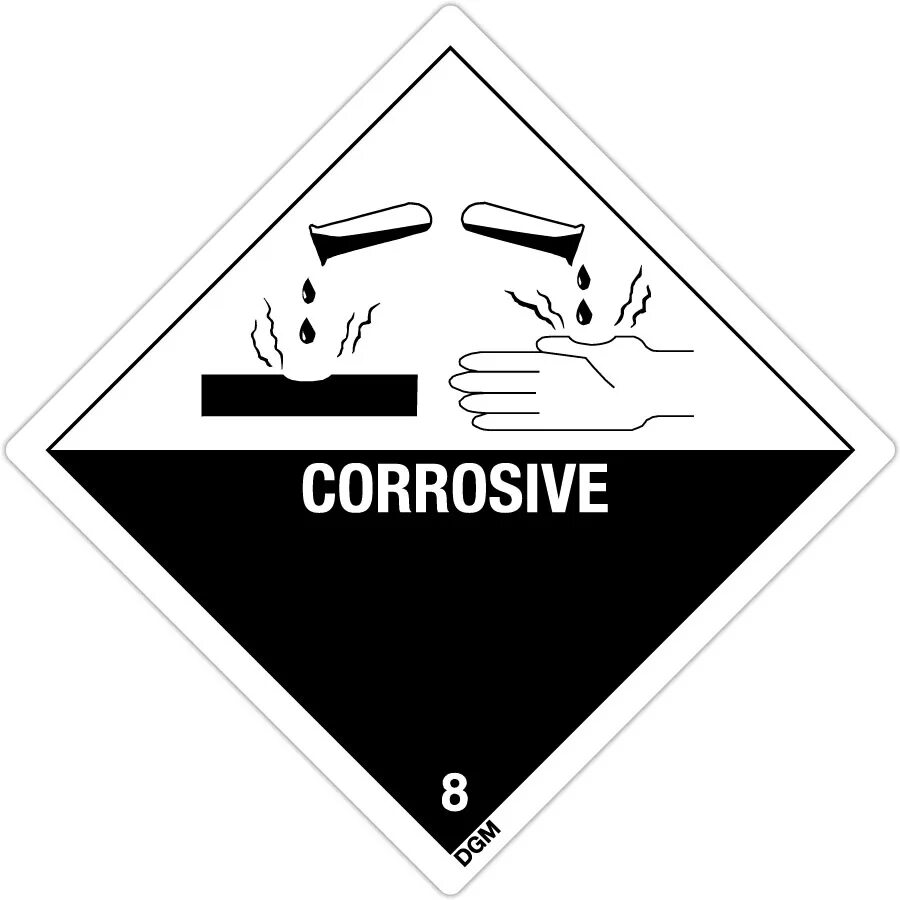Опасный груз 8. Знак опасности corrosive. Класс 8 коррозионные вещества. Знак коррозионные вещества 8. Наклейка коррозионные вещества.