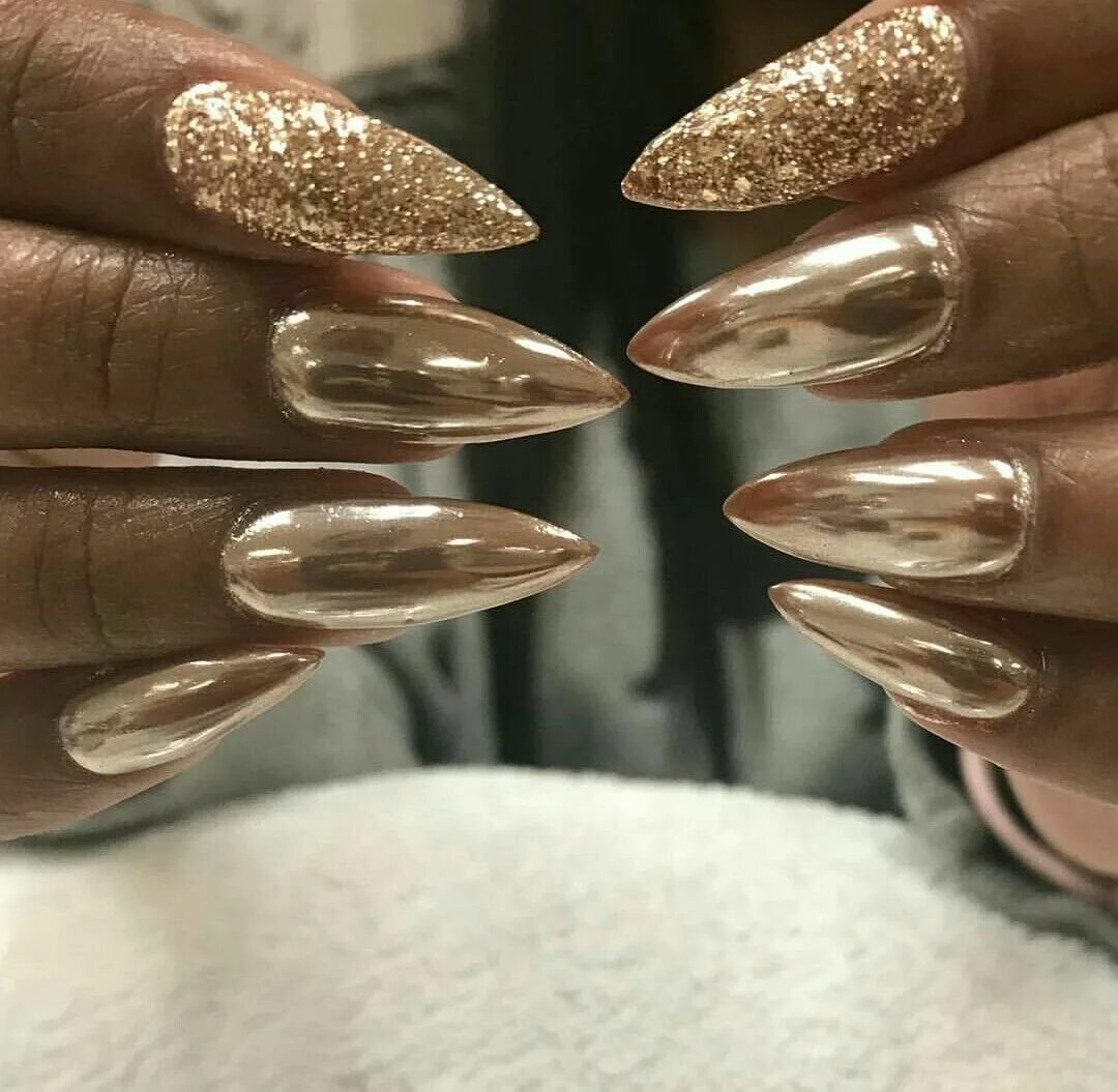 Золотая втирка для ногтей идеи маникюра 42 design shimmer Fake Nails With Glitter 24pcs Acrylic Full Square False Nails
