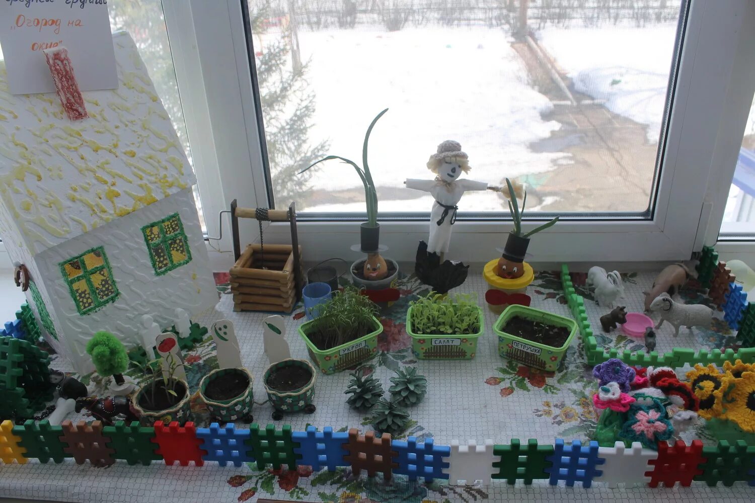 Огород на окне в подготовительной группе оформление