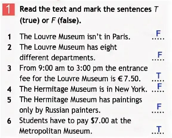 Read the email and mark the sentences