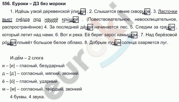 Русский язык 6 класс учебник упражнение 556. Схема предложения ласточки вьют гнезда под нашей крышей. Ласточки вьют гнезда под нашей крышей синтаксический разбор. Русский язык упражнение 556. Русский язык 5 класс 2 часть упражнение 556.