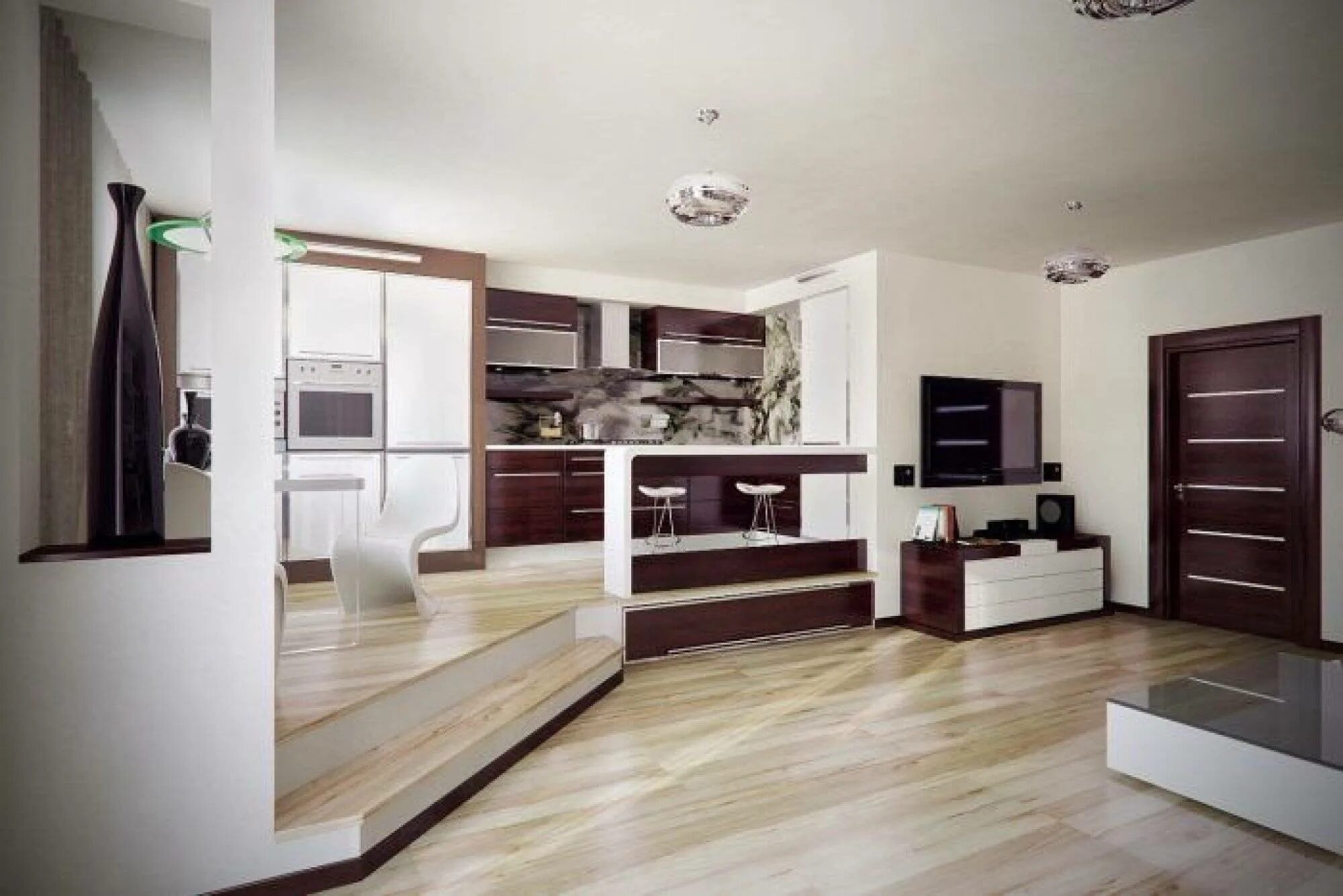 Дизайн подиум. Кухня гостиная. Кухня на подиуме. Кухня гостиная со ступенькой. Кухня на подиуме с гостиной.