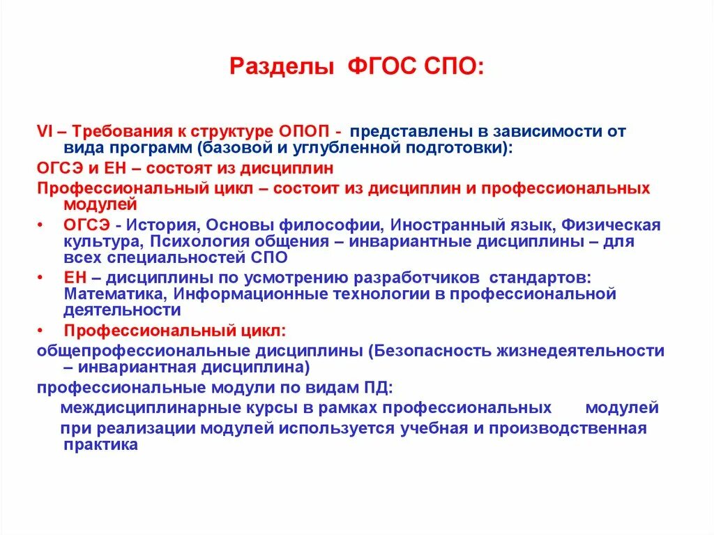 Фгос 5. Учебная деятельность ФГОС СПО. Разделы ФГОС. Требования ФГОС СПО. Основная образовательная программа СПО это.