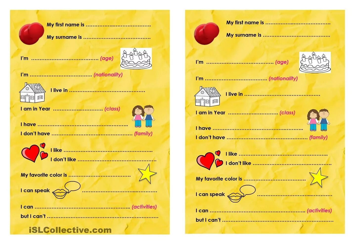 Present myself. Worksheet анкета. Introduction in English for Kids. Introduce yourself Worksheet. About myself Worksheets.