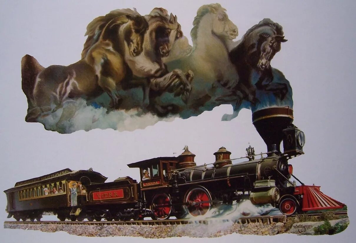 Поезда лошадка. Лошадь и поезд Алекс Колвилл. Лошадь и паровоз. Паровоз картина. Паровоз с лошадкой.