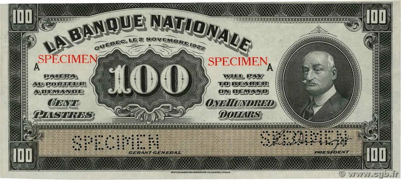 Доллар в 19 году. Dollar Canada specimen. 100 Долларов 1922 года. Аукцион деньги. Canadian 100 Dollar scan.