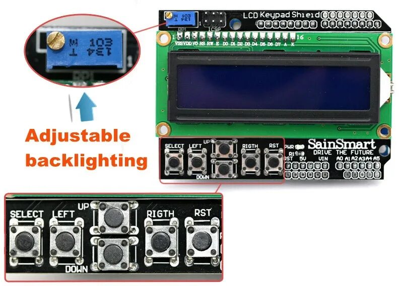 Пример lcd. Robotdyn lcd 16x2 keypad shield. nucleo-f767zi. назначение lcd keypad. экран 1602 модель ерштпшмуку.