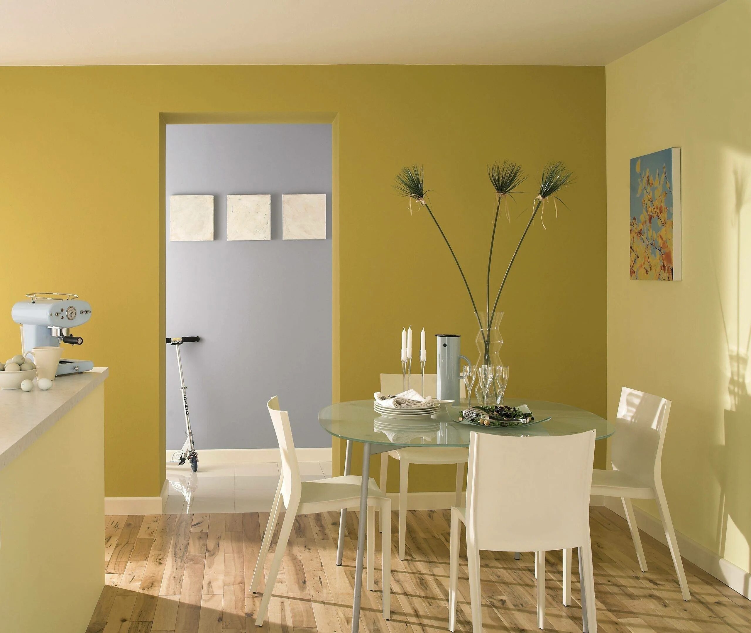 Дизайн покраски кухни. Dulux 90yr 73/029 в интерьере. Краска Dulux оливковая роща. Dulux 90rr 64/036. Покрашенные стены в интерьере.